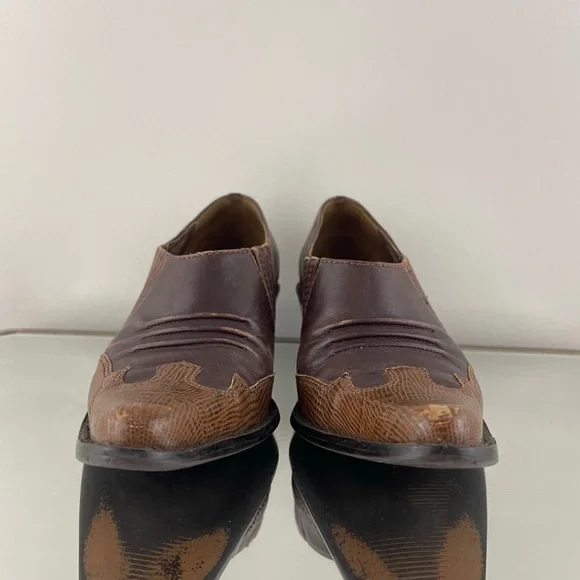 MATISSE Vintage Brown Leather Western Pointed Toe Slip On Heel Mule Ankle Boots - Picture 7 of 13